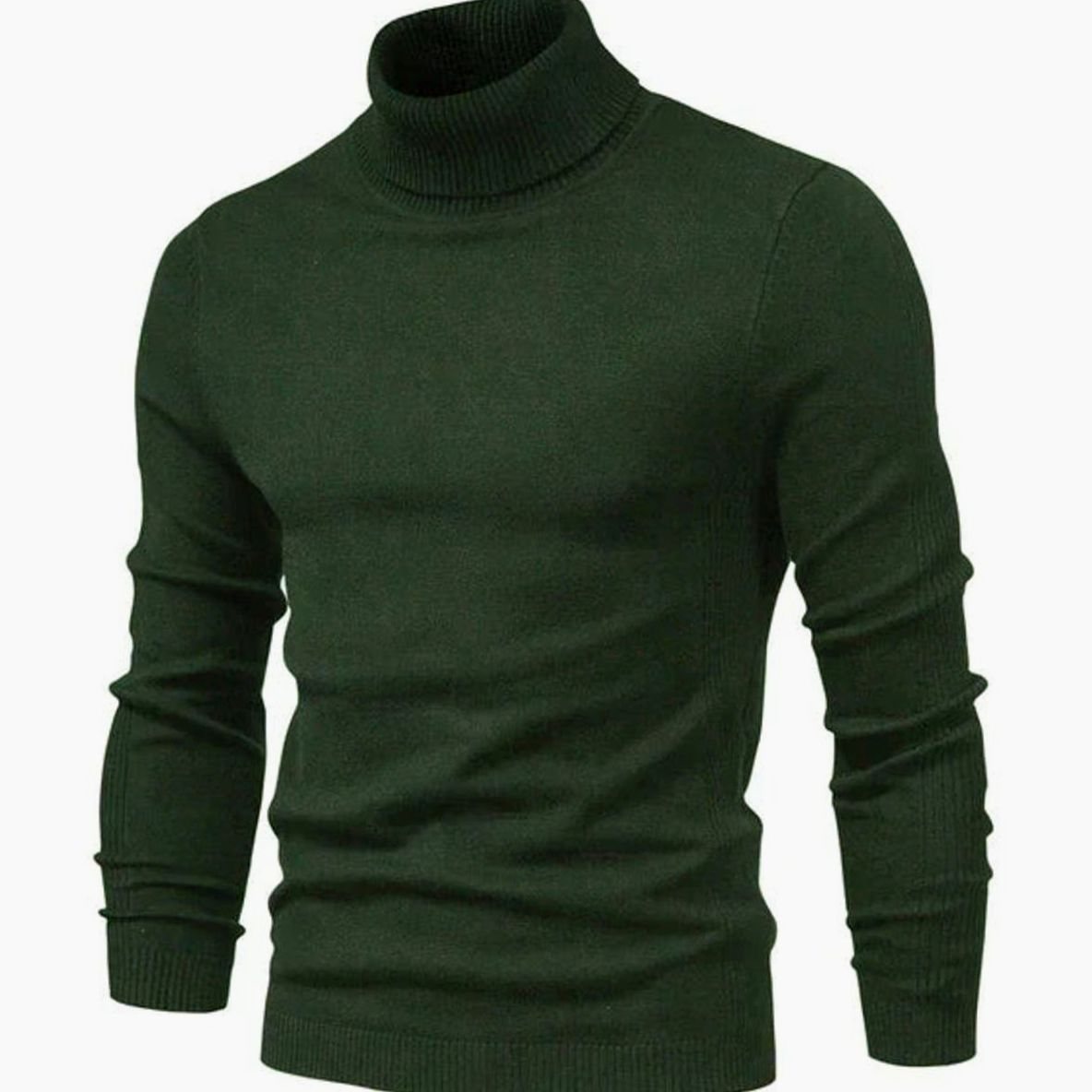 Slim Fit Turtleneck Knit Sweater for Men - green