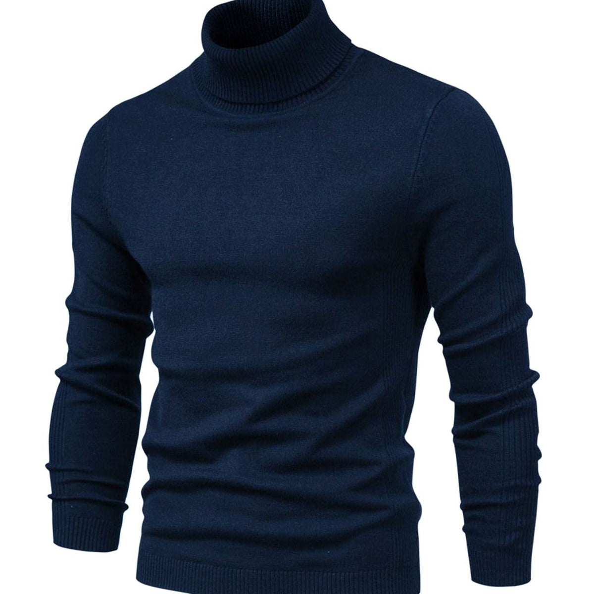 Slim Fit Turtleneck Knit Sweater for Men - royal blue