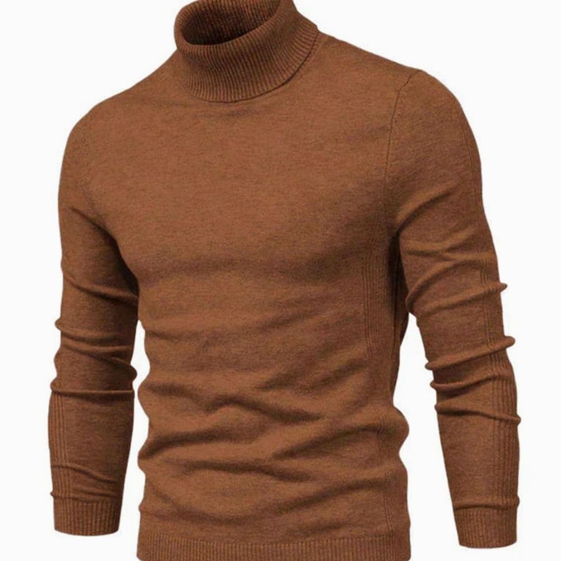 Slim Fit Turtleneck Knit Sweater for Men - brown
