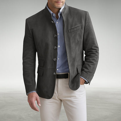 Blazer for men with mandarin collar and buttons - gray