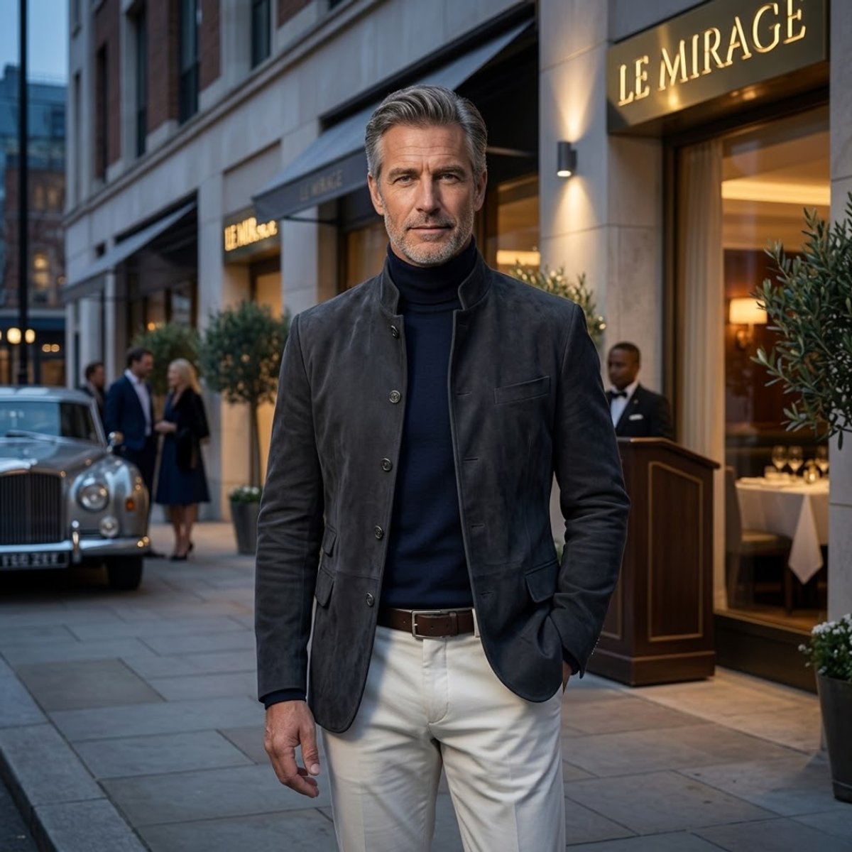Blazer for men with mandarin collar and buttons