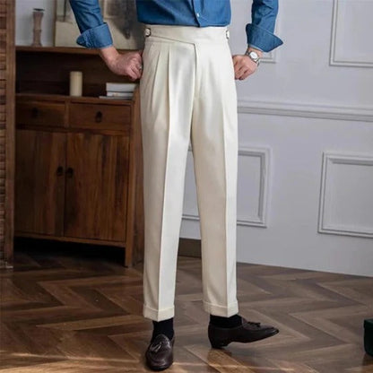 Men's pleated wide leg trousers