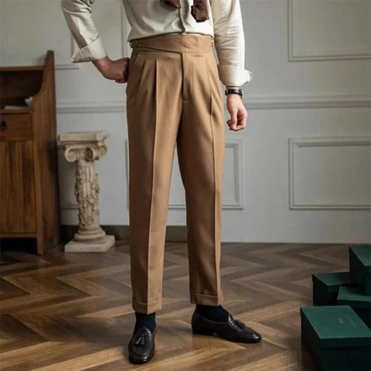 Men's pleated wide leg trousers