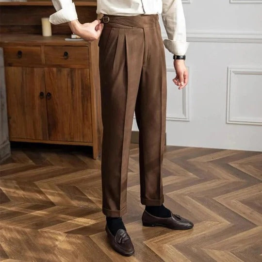 Men's pleated wide leg trousers