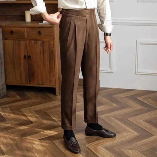 Men's pleated wide leg trousers
