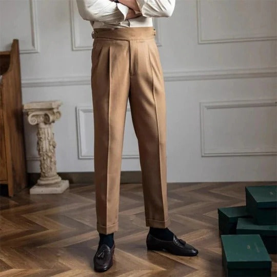 Men's pleated wide leg trousers