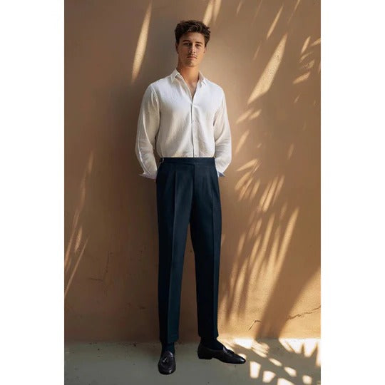 Men's pleated wide leg trousers