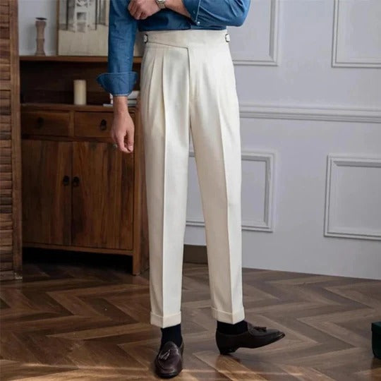 Men's pleated wide leg trousers