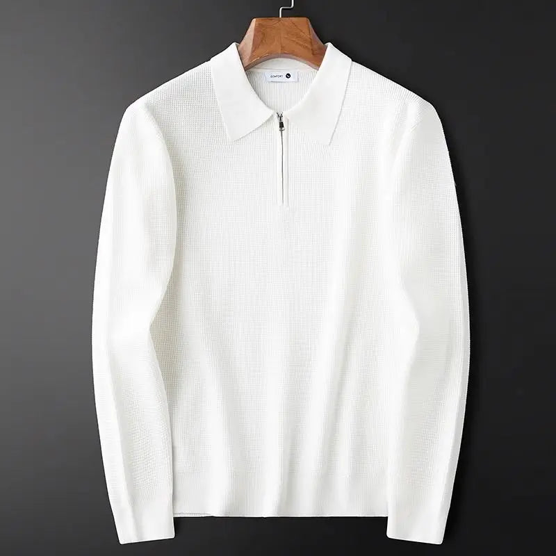 mens-waffle-knit-sweater-with-quarter-zip-and-pointed-collar-6