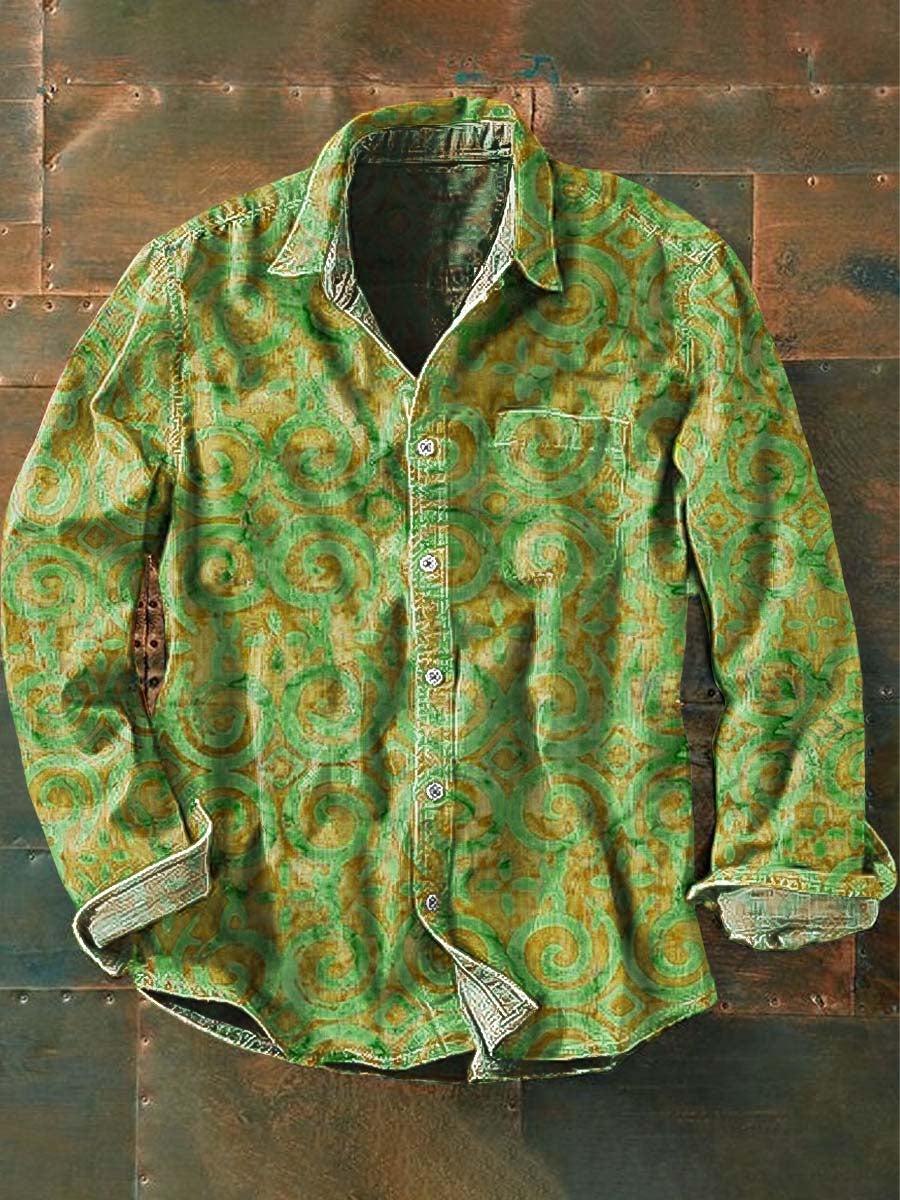 mens-woven-button-front-shirt-with-printed-pattern-and-chest-pocket-3