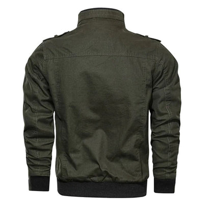 Men's zip-up bomber jacket with ribbed trim