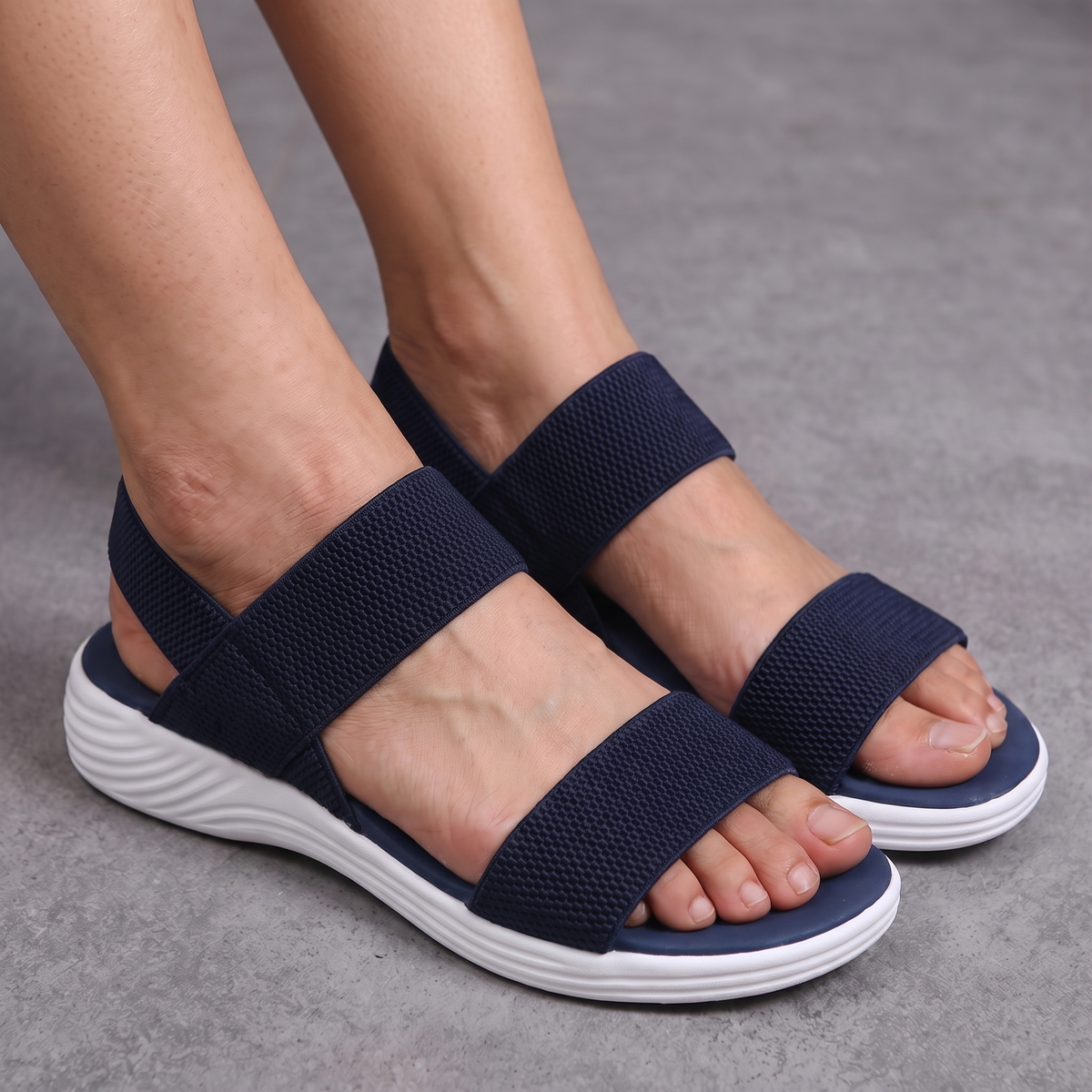 Women's orthopedic sandals for everyday foot support - navy blue