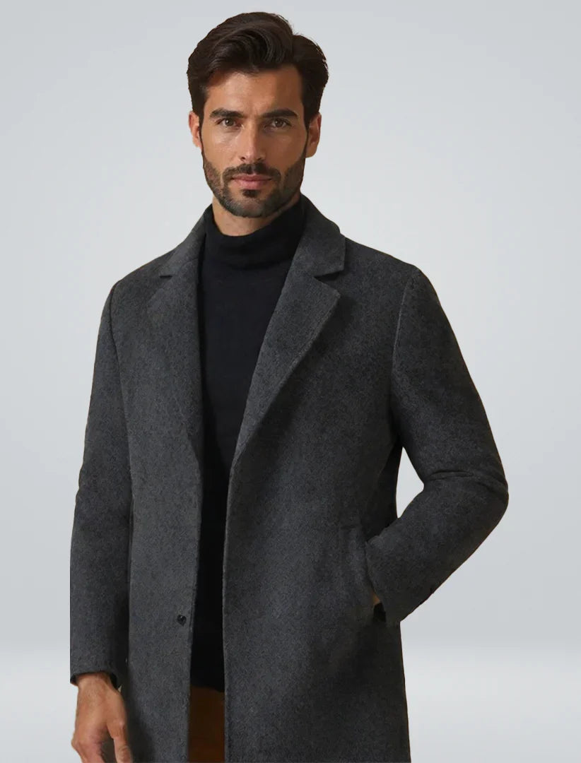 Michael - Long Trench Coat with Lapel Collar