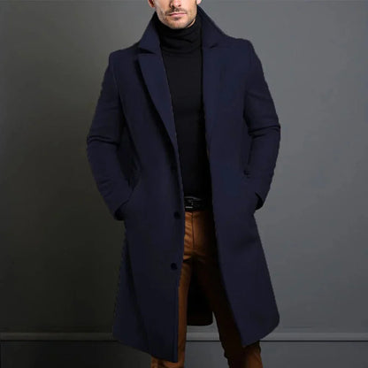Michael - Long Trench Coat with Lapel Collar