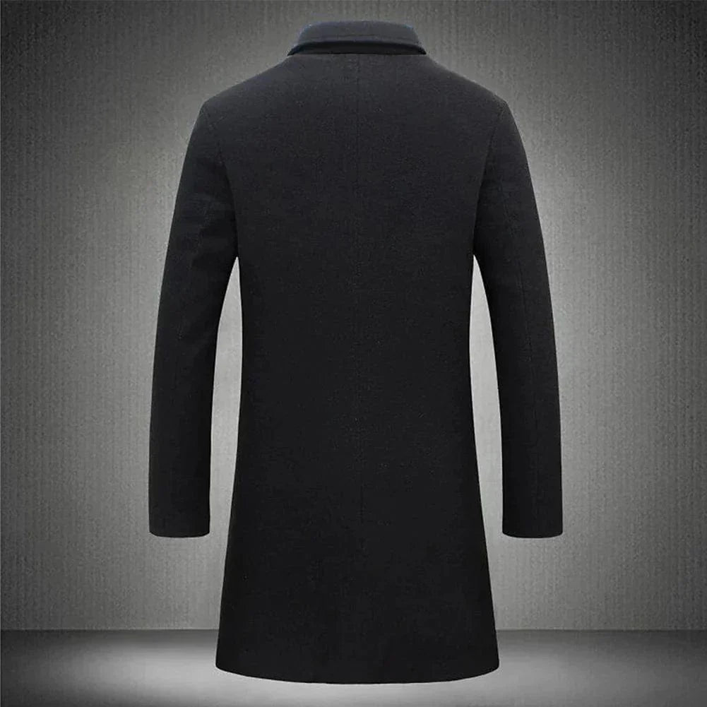 Michael - Long Trench Coat with Lapel Collar