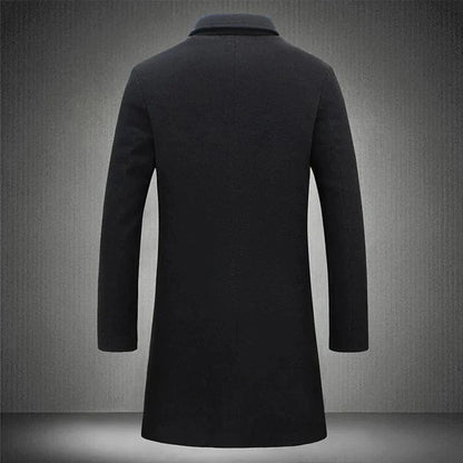 Michael - Long Trench Coat with Lapel Collar