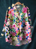 Mirelle | Floral Linen Ruffle Blouse