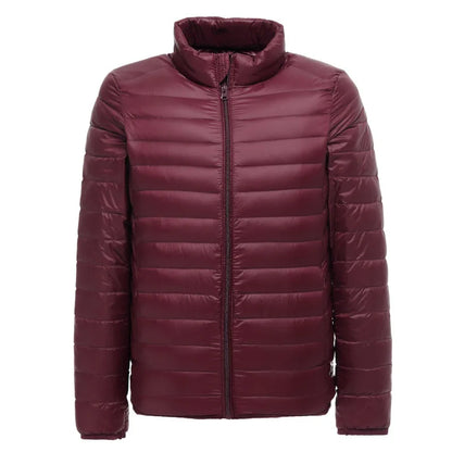Men's water resistant packable puffer jacket - wine red