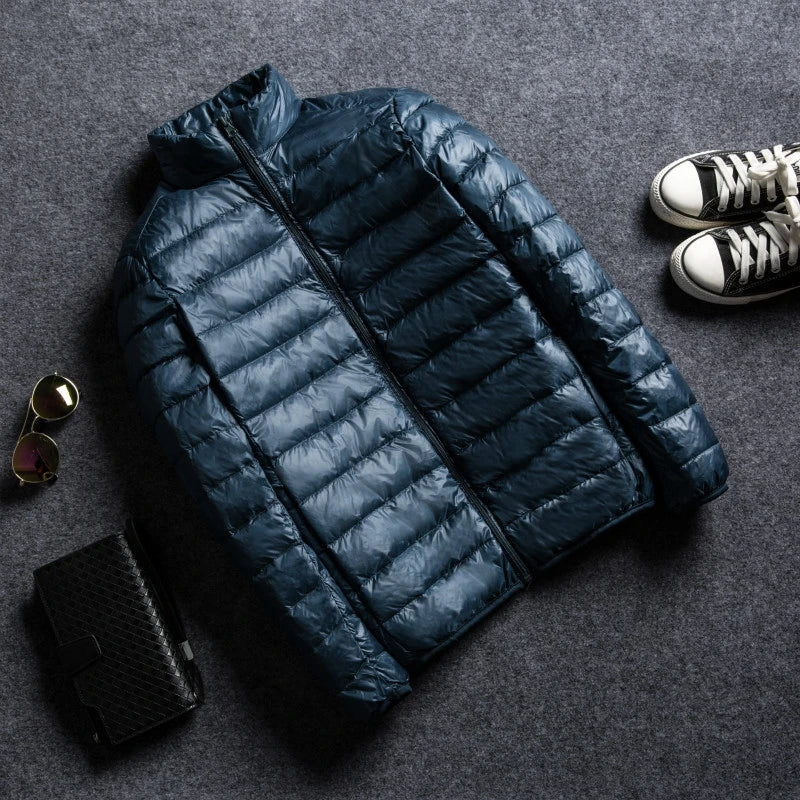 Men's water resistant packable puffer jacket - lake blue