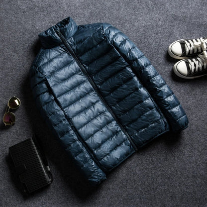 Men's water resistant packable puffer jacket - lake blue