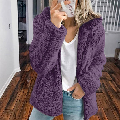 Pernilla - Hooded Oversized Plush-Texture Jacket