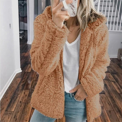 Pernilla - Hooded Oversized Plush-Texture Jacket