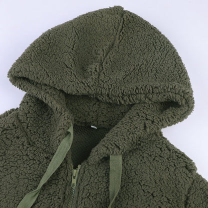 Pernilla - Hooded Oversized Plush-Texture Jacket
