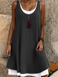 Neva | Women's Stretch Sleeveless Two-Layer Scoop-Neck Dress