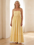 Oleana | Gathered-Waist Spaghetti-Strap Maxi Dress