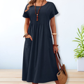 Olive | Women's Linen Pintuck Front Pocket Midi Dress