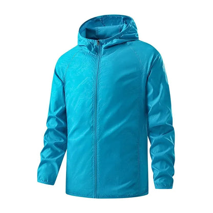Men's hooded windbreaker shell jacket - sky blue