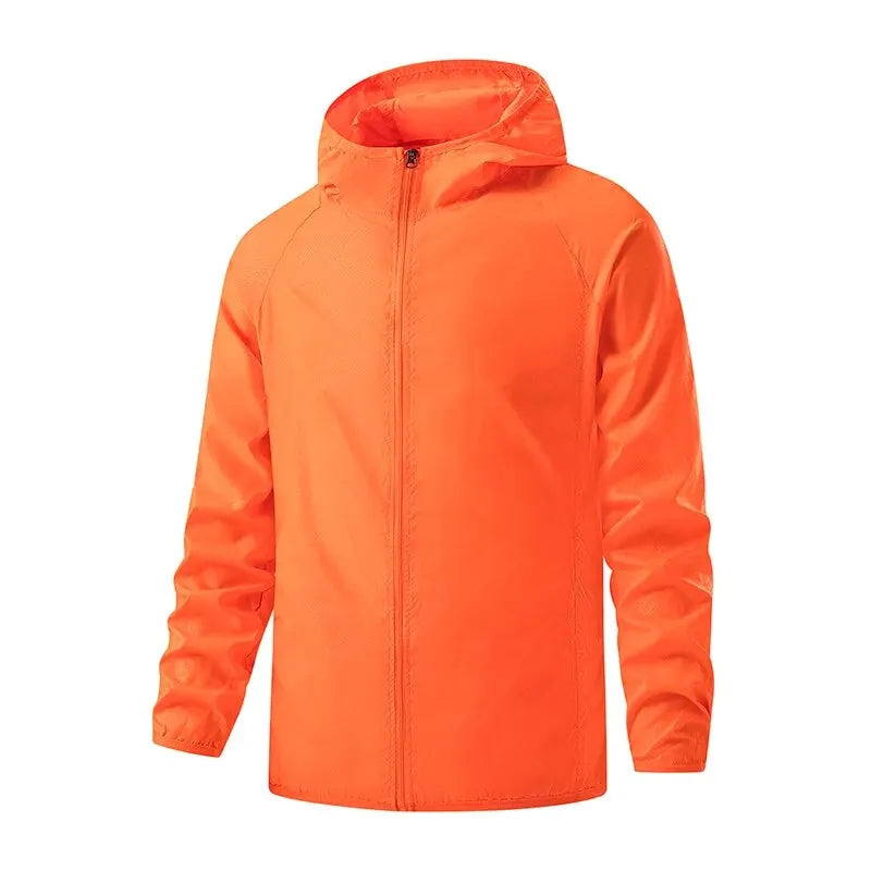 Men's hooded windbreaker shell jacket - orange