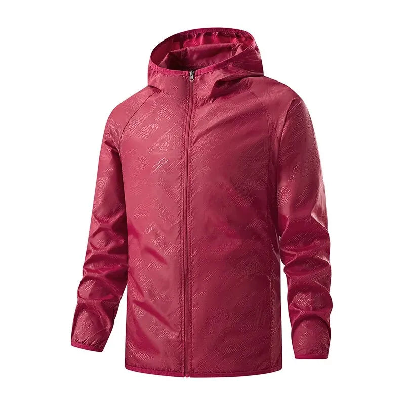 Men's hooded windbreaker shell jacket - red