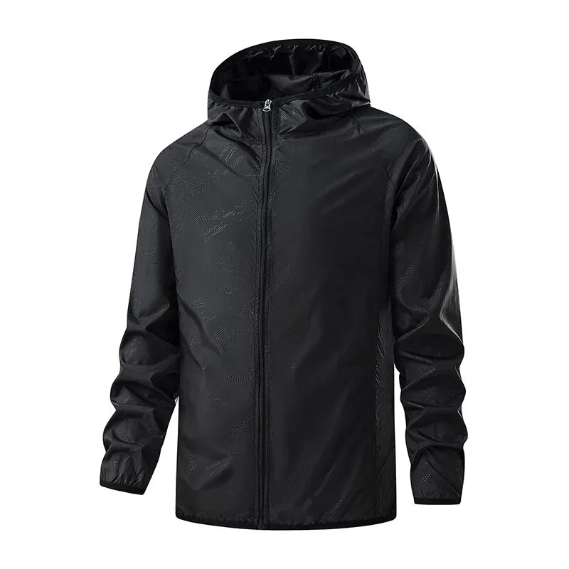 Men's hooded windbreaker shell jacket - black