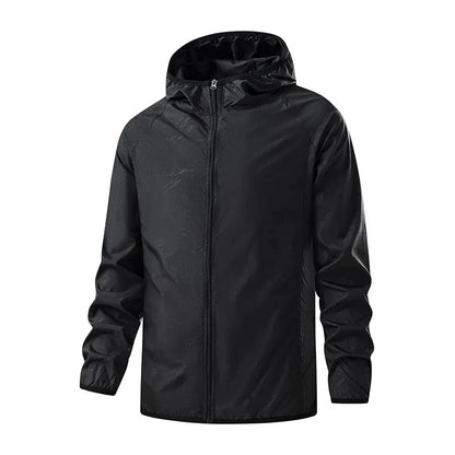 Men's hooded windbreaker shell jacket - black
