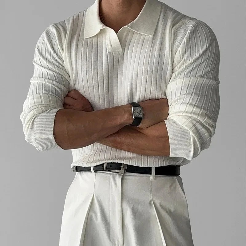Milo - V-Neck Long Sleeve Slim Fit Polo