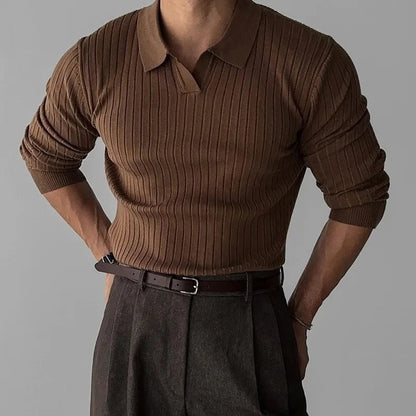 Milo - V-Neck Long Sleeve Slim Fit Polo