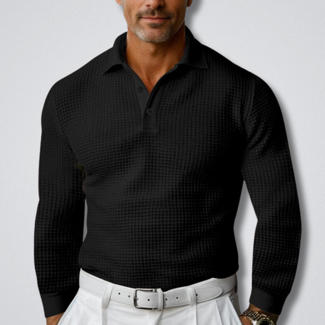 Hugo - Long Sleeve Knit Polo with Classic Collar