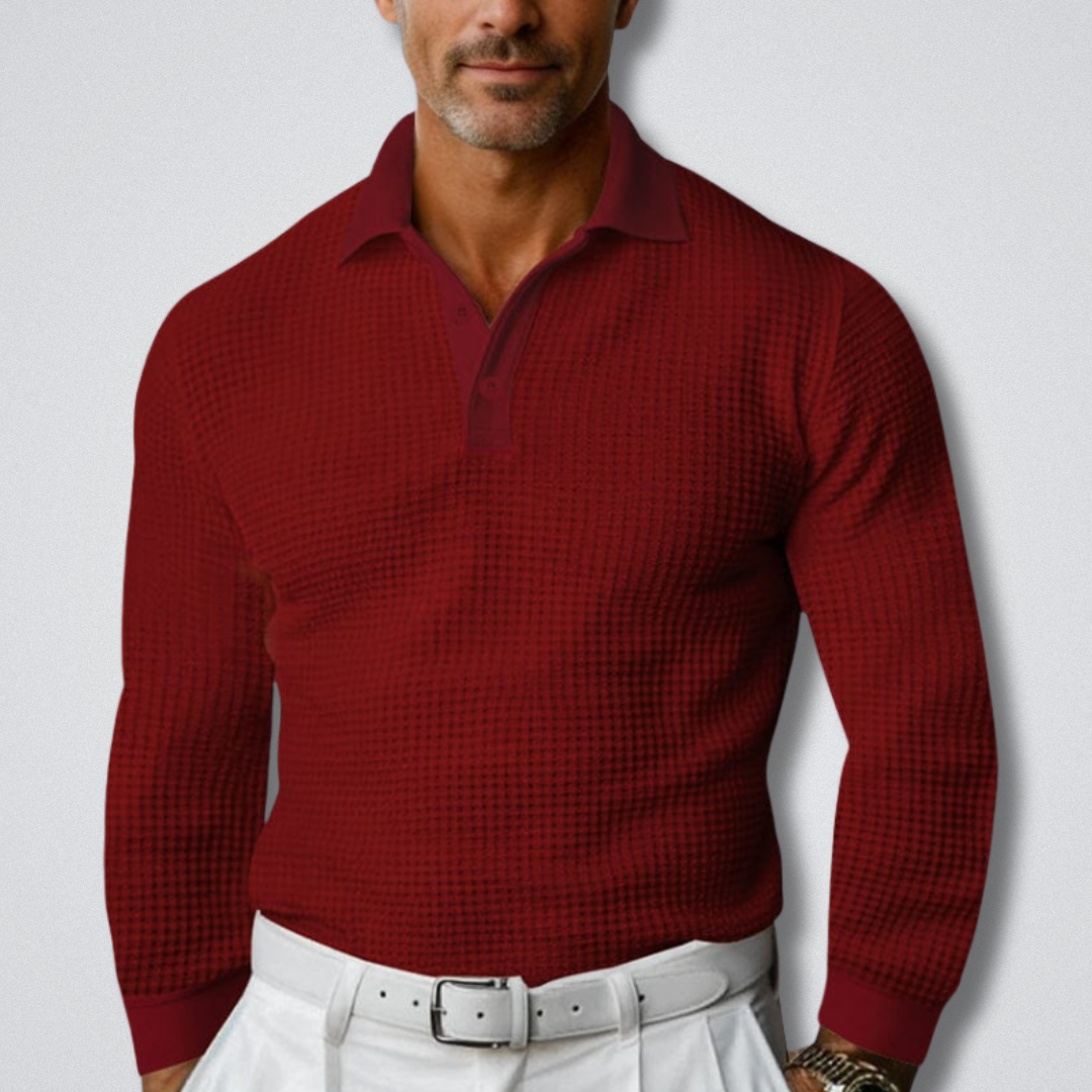 Hugo - Long Sleeve Knit Polo with Classic Collar