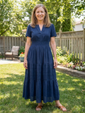 Pomeline | Tiered Short-Sleeve Maxi Dress