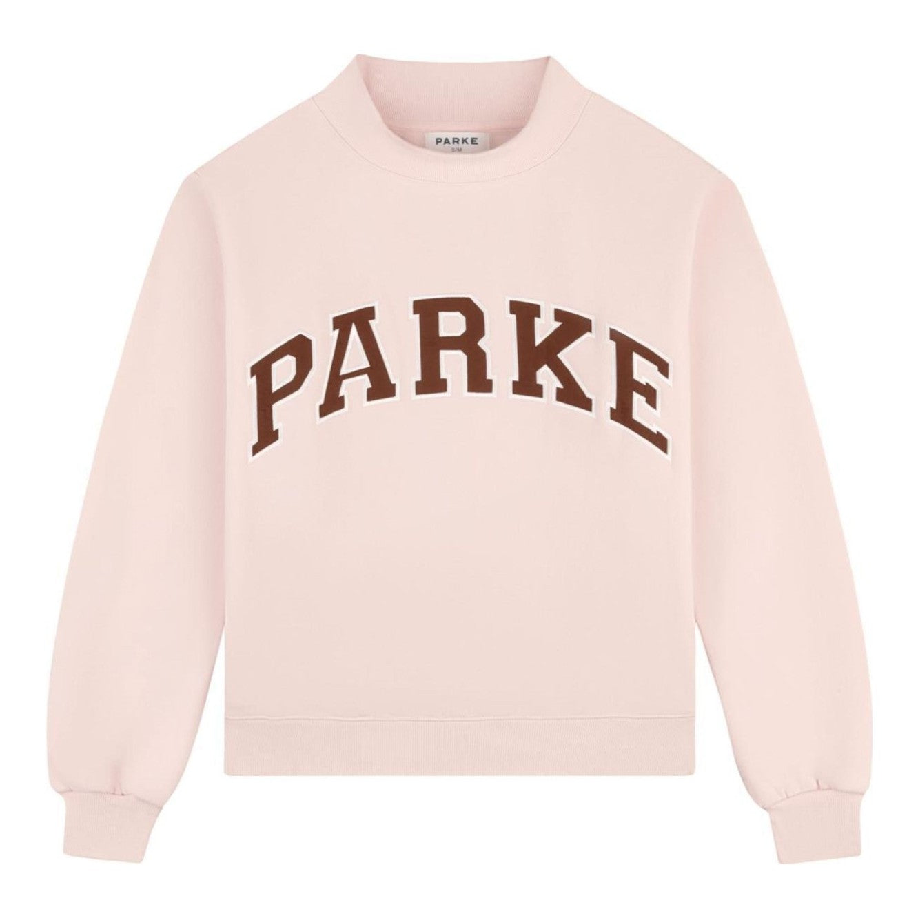 Varsity Mockneck Rose with Mocha Letters