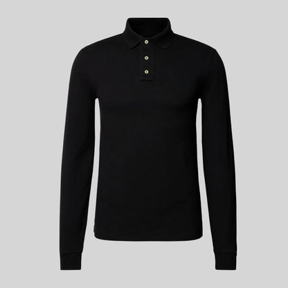 Men's long sleeve polo shirt with classic collar
