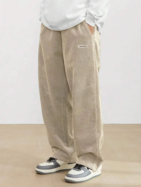 Reginald - Wide Leg Corduroy Trousers with Elasticated Waist