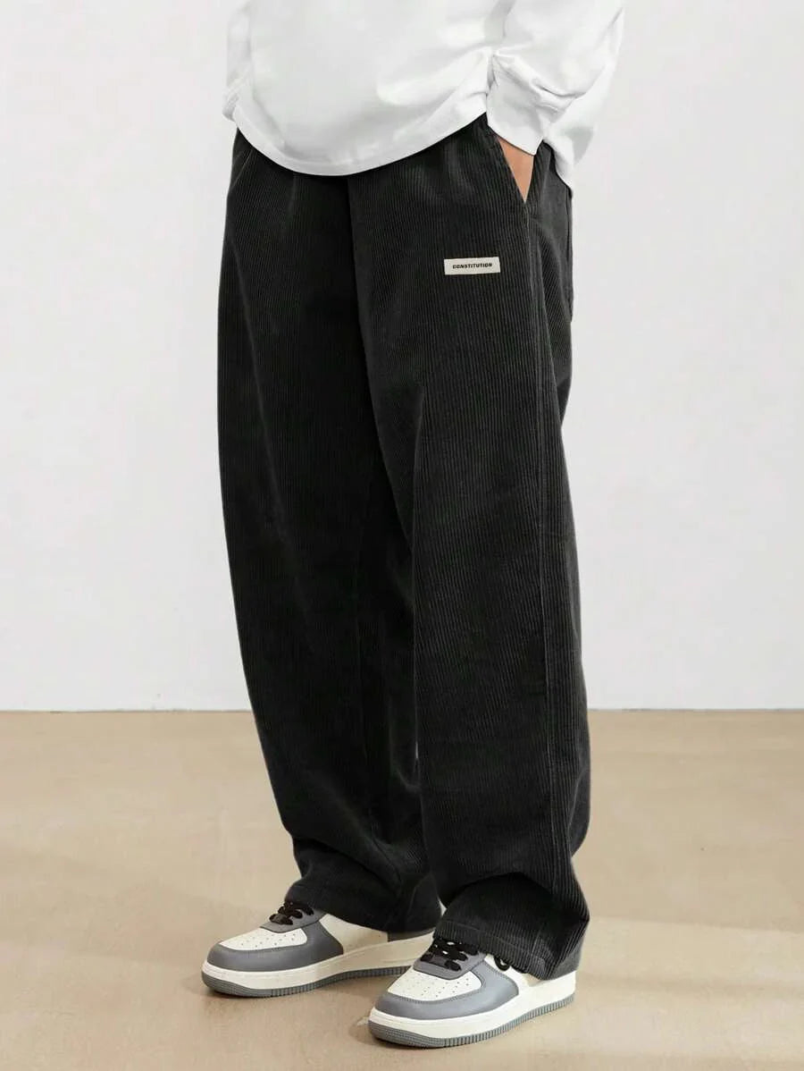 Reginald - Wide Leg Corduroy Trousers with Elasticated Waist