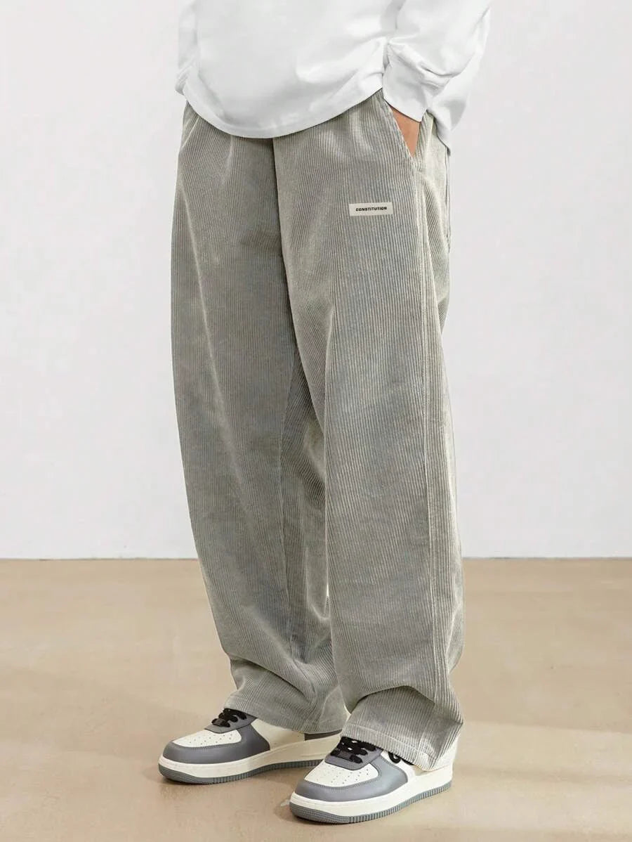 Reginald - Wide Leg Corduroy Trousers with Elasticated Waist