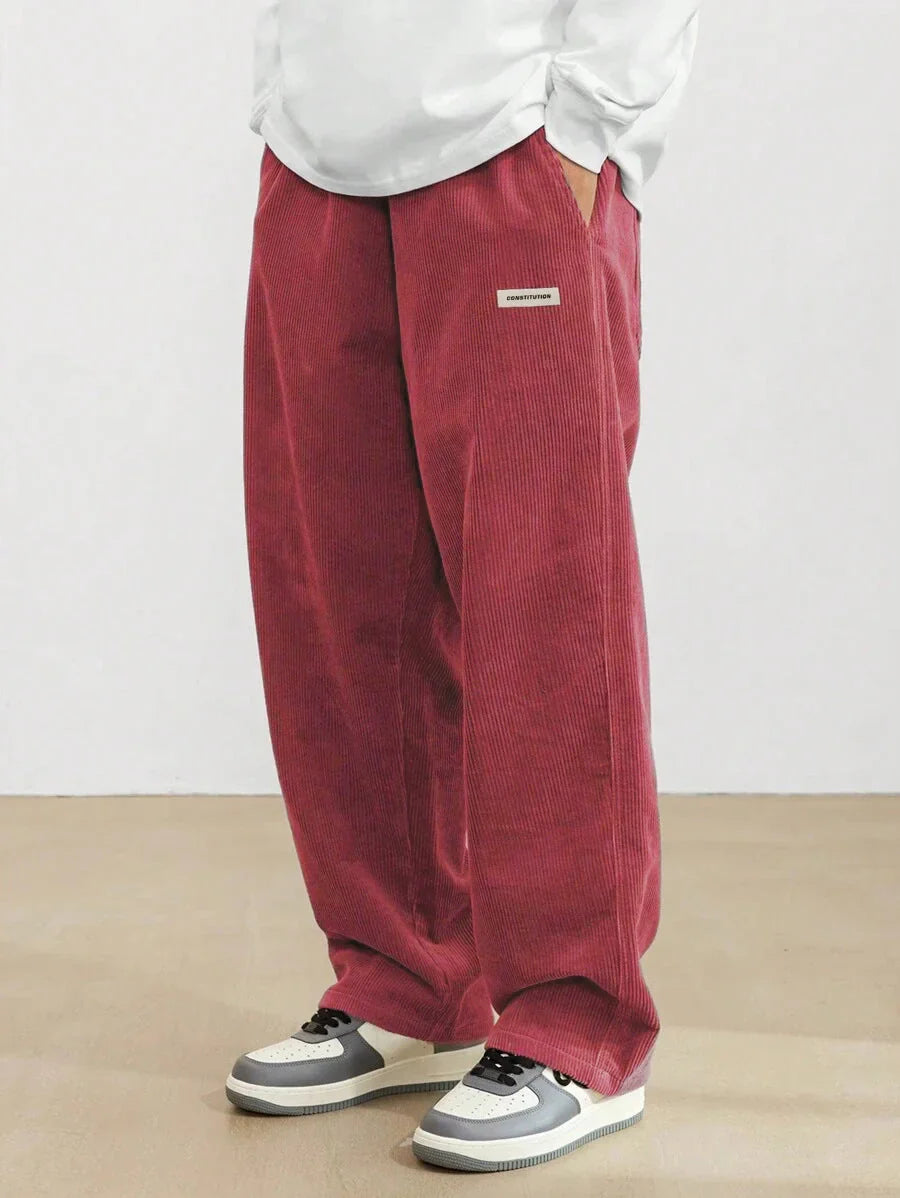 Reginald - Wide Leg Corduroy Trousers with Elasticated Waist