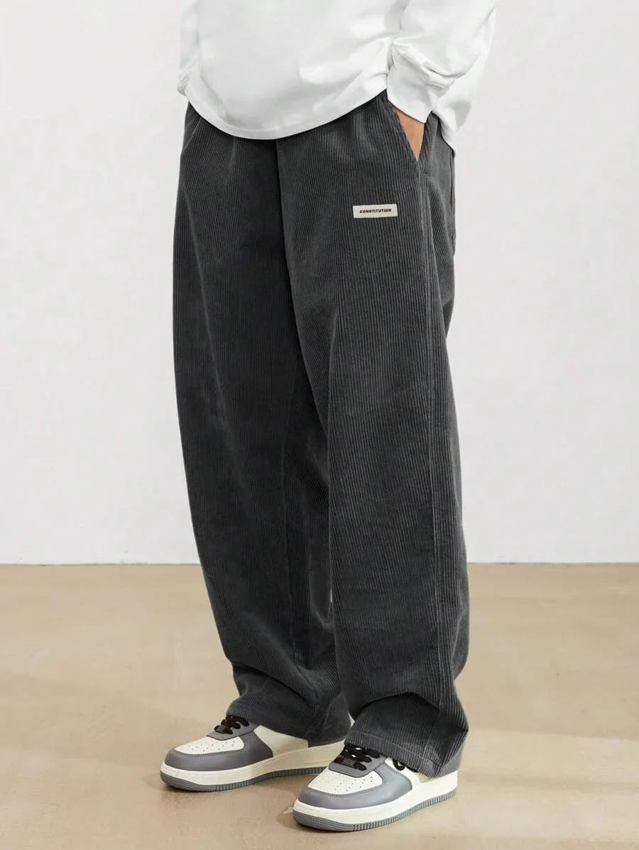 Reginald - Wide Leg Corduroy Trousers with Elasticated Waist