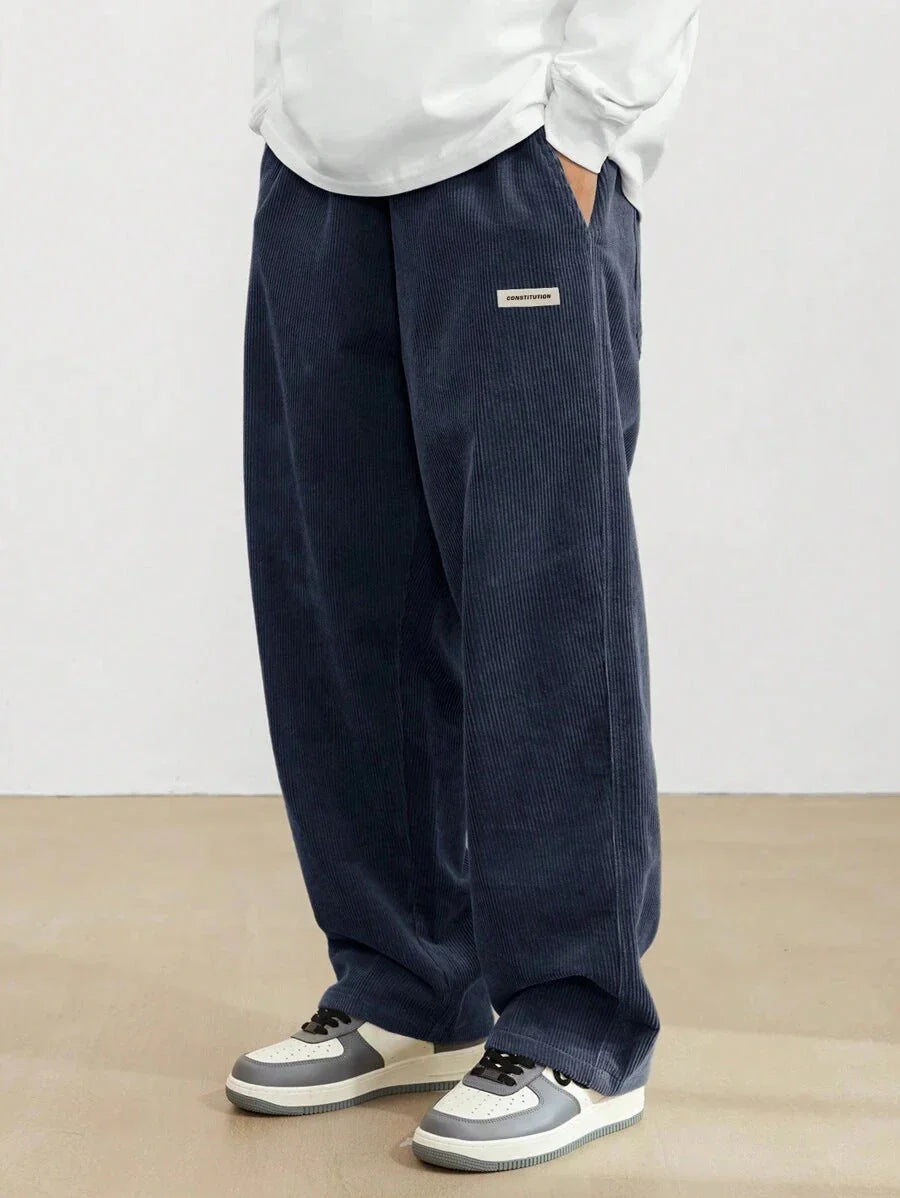 Reginald - Wide Leg Corduroy Trousers with Elasticated Waist