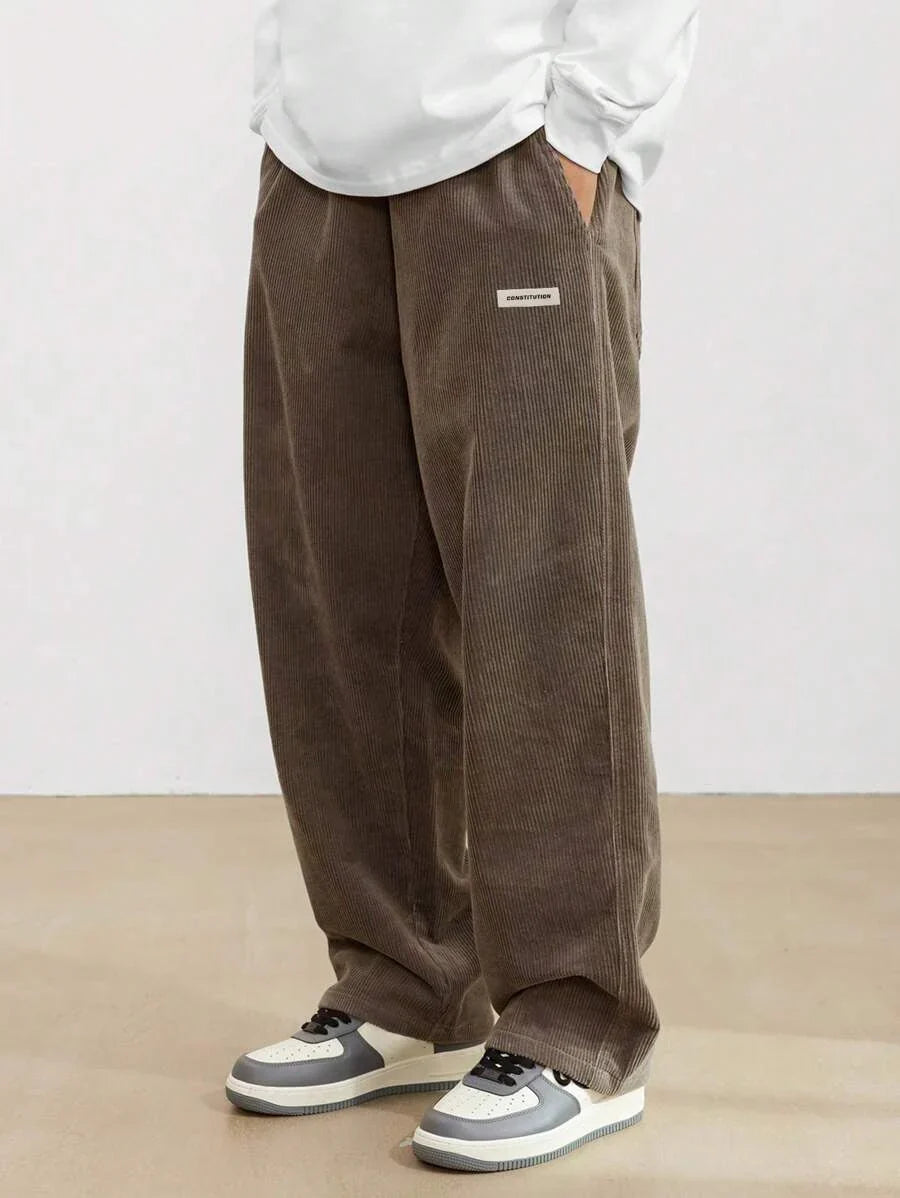 Reginald - Wide Leg Corduroy Trousers with Elasticated Waist