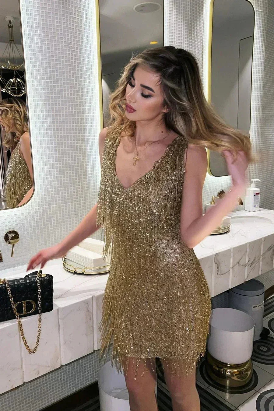 Fenella - Fringe Sequin Mini Dress